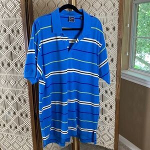 Men's T. HARRIS LONDON XXL Golf Polo Shirt Short Sleeves blue stripe 100% cotton